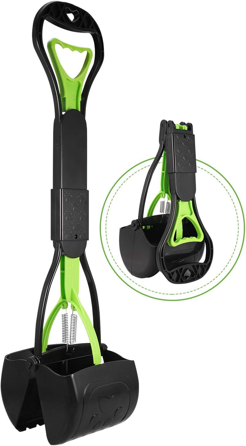 Pet Pooper Scooper for Dogs and Cats with Long Handle High Strength Material and Durable Spring for Easy Grass and Gravel Pick Up