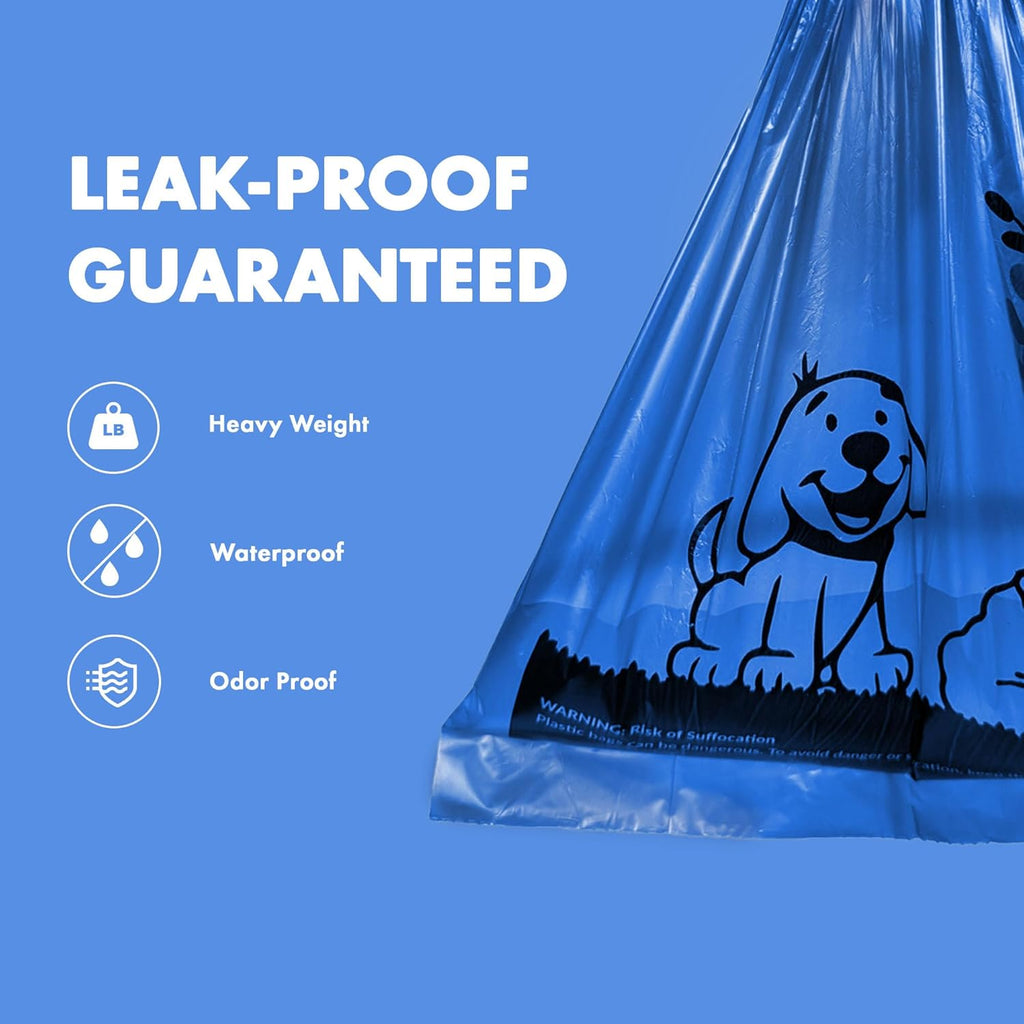 GORILLA 1000 Dog Poop Waste Bags with Dispenser and Leash Tie, 9" x 13", Blue, 1000 Count