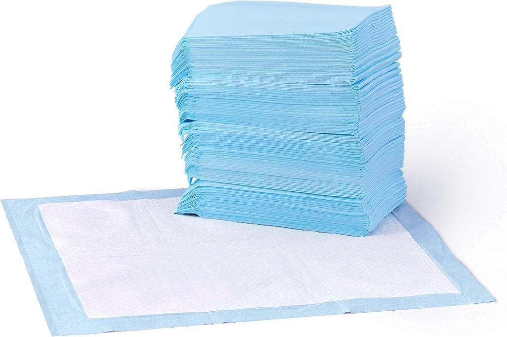 Leak-Proof Dog and Puppy Potty Training Pee Pads with Quick-Dry 5-Layer Super Absorbent Surface for Dog Training, Floor Protection, Regular Size 22x22", Blue & White, 50 Count