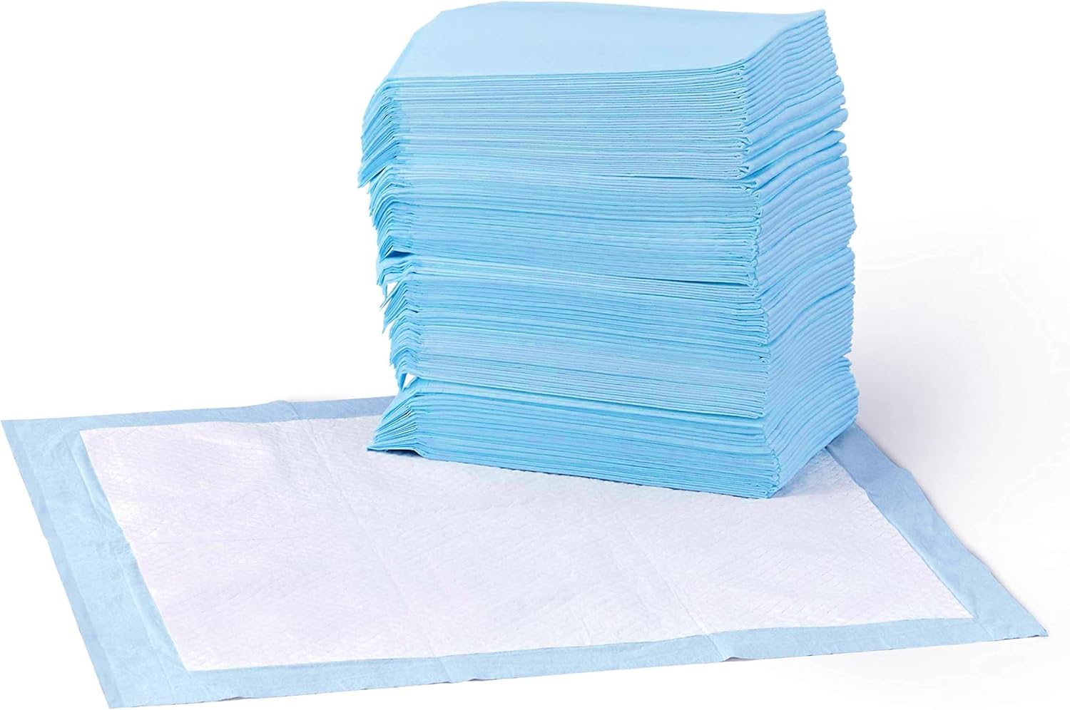 Leak-Proof Dog and Puppy Potty Training Pee Pads with Quick-Dry 5-Layer Super Absorbent Surface for Dog Training, Floor Protection, Regular Size 22x22", Blue & White, 50 Count