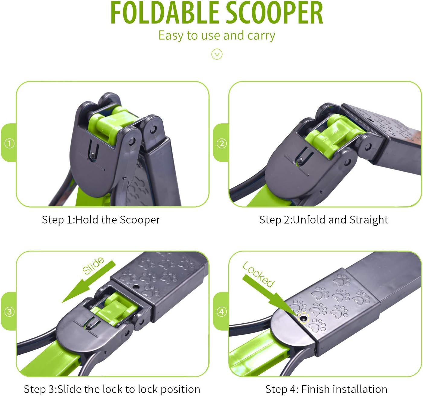 Pet Pooper Scooper for Dogs and Cats with Long Handle High Strength Material and Durable Spring for Easy Grass and Gravel Pick Up