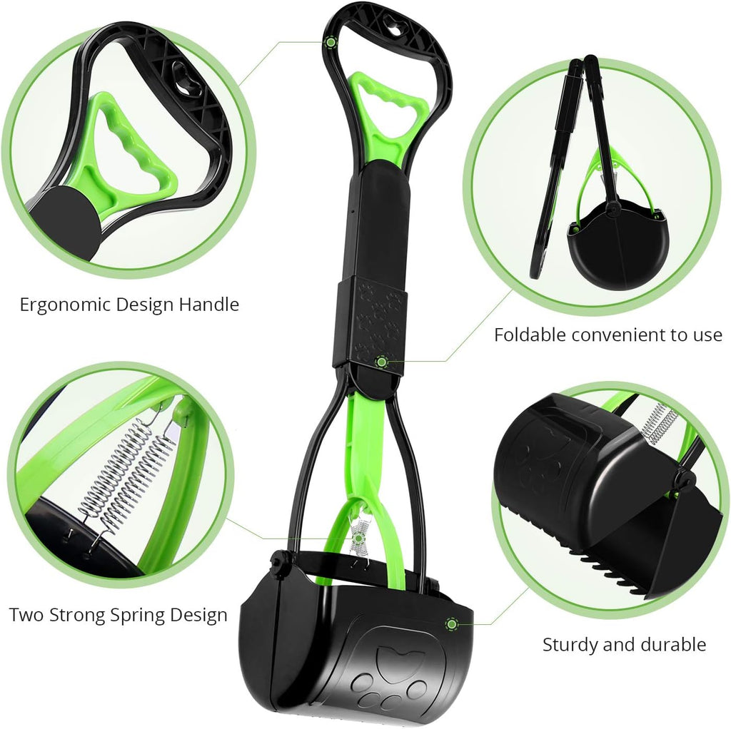 Pet Pooper Scooper for Dogs and Cats with Long Handle High Strength Material and Durable Spring for Easy Grass and Gravel Pick Up