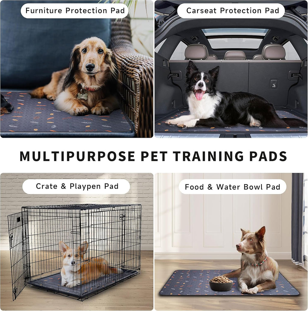 Washable Pee Pads for Dogs , Thick Heavy Absorbency Reusable, Prevent Leakage, Waterproof , Non-Slip Pee Pads for Puppy Playpen, Crate, Whelping Box, Potty Training, Grey, 2 packs