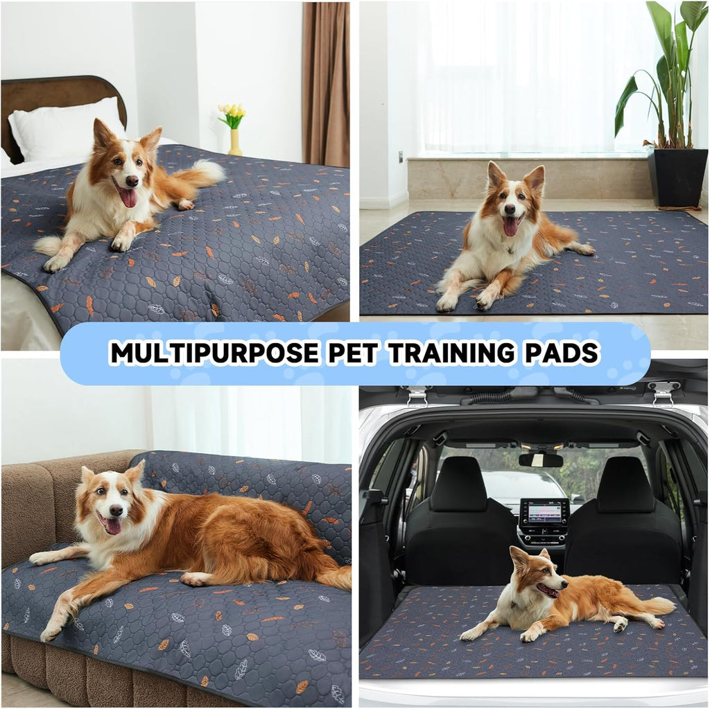 Washable Pee Pads for Dogs , Thick Heavy Absorbency Reusable, Prevent Leakage, Waterproof , Non-Slip Pee Pads for Puppy Playpen, Crate, Whelping Box, Potty Training, Grey, 2 packs