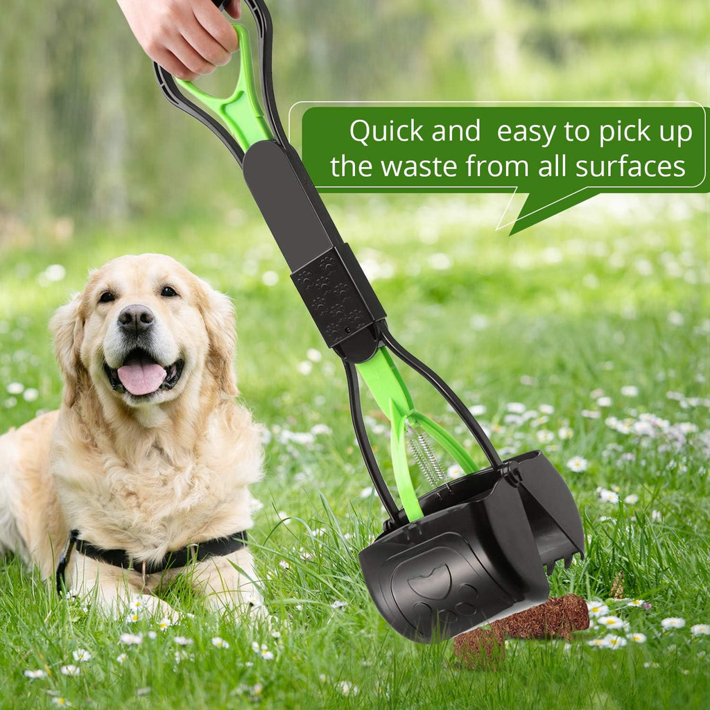 Pet Pooper Scooper for Dogs and Cats with Long Handle High Strength Material and Durable Spring for Easy Grass and Gravel Pick Up