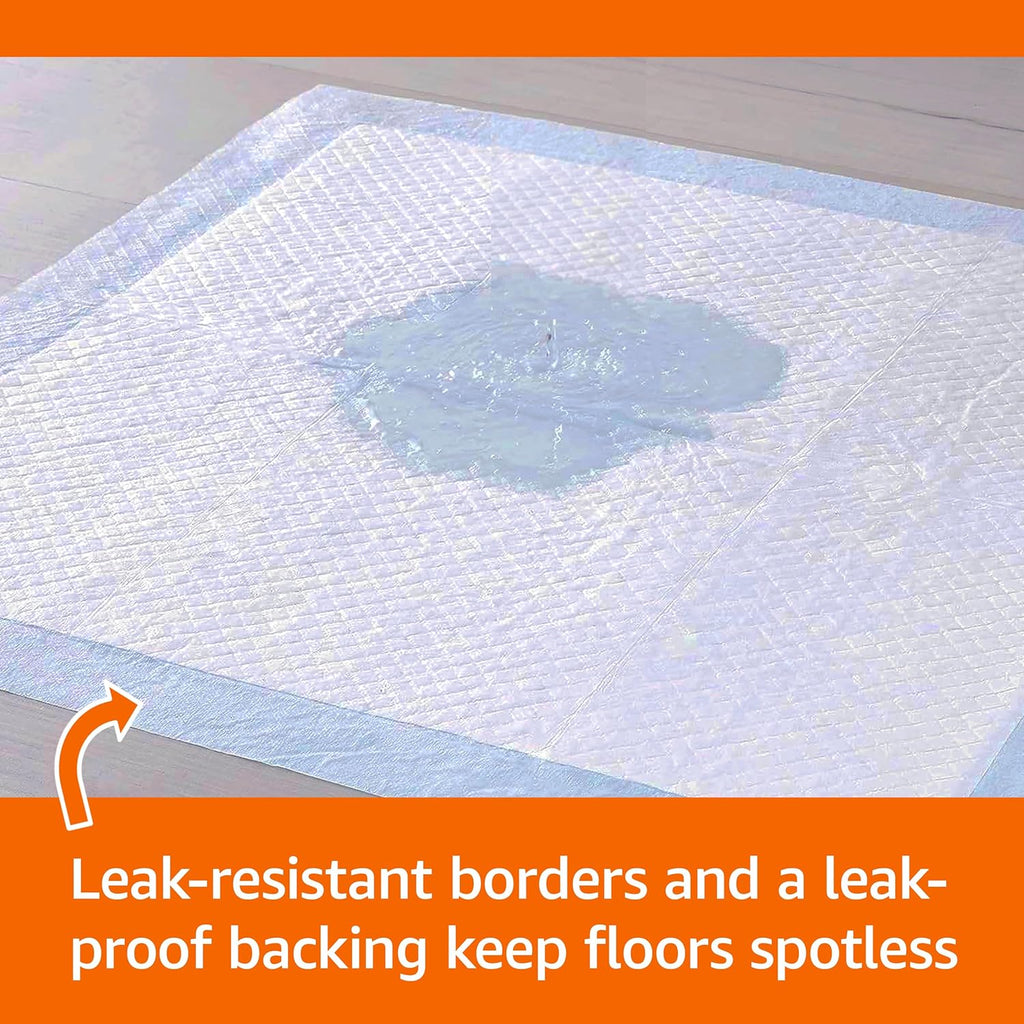 Leak-Proof Dog and Puppy Potty Training Pee Pads with Quick-Dry 5-Layer Super Absorbent Surface for Dog Training, Floor Protection, Regular Size 22x22", Blue & White, 50 Count