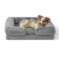 Orthopedic Dog Bed Medium Size Dogs - Washable Small Medium Dog Cat Bed Waterproof, Comfort Cats Couch Sofa with Washable Removable Cover, Pets Bed with Nonskid Bottom, Grey, 28"