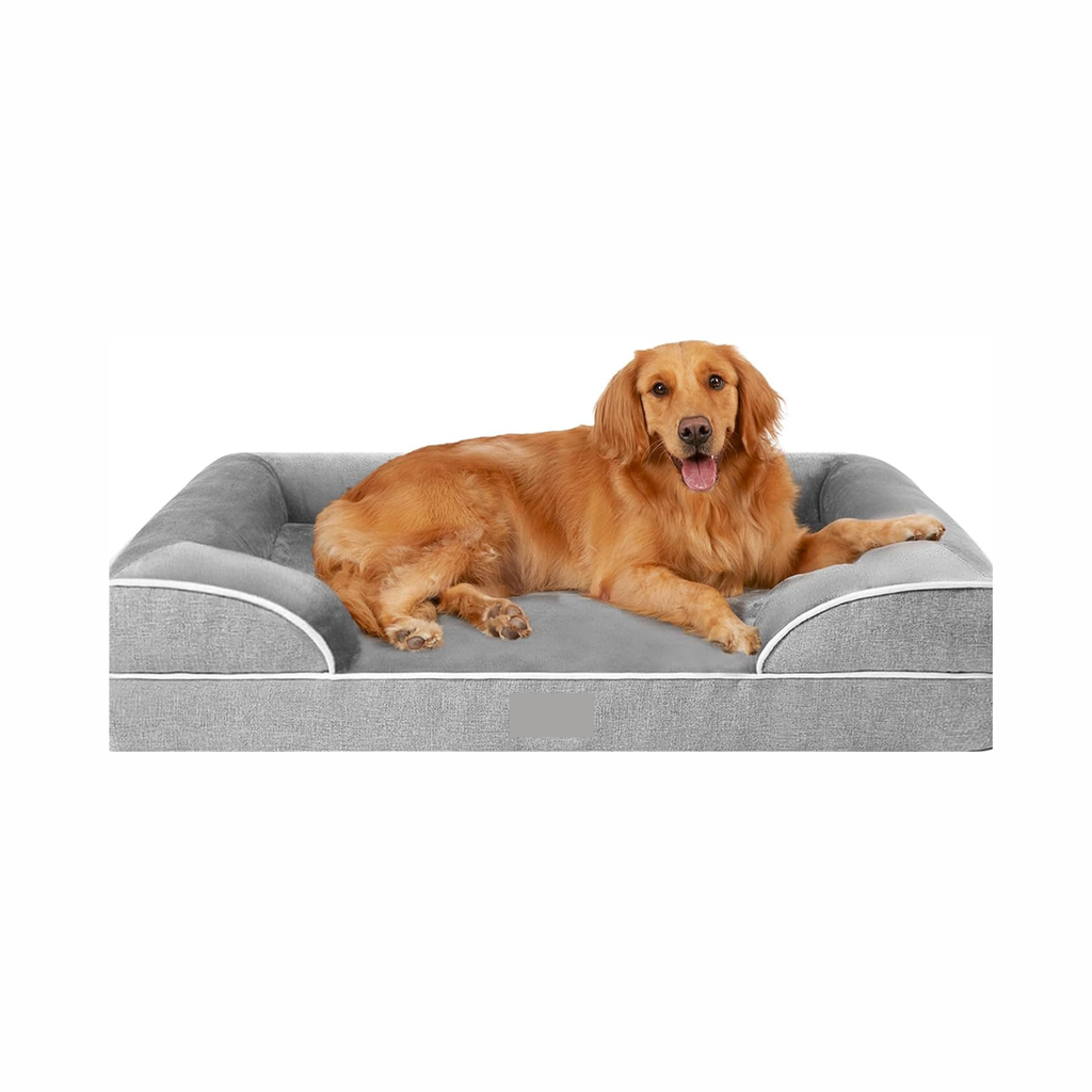 Orthopedic Dog Beds for Extra Large Dogs 44x32Inch, Waterproof Memory Foam XL Pet Bed with Sides, Non-Slip and Egg-Crate Foam Big Dog Couch Bed with Washable Removable Cover, Grey