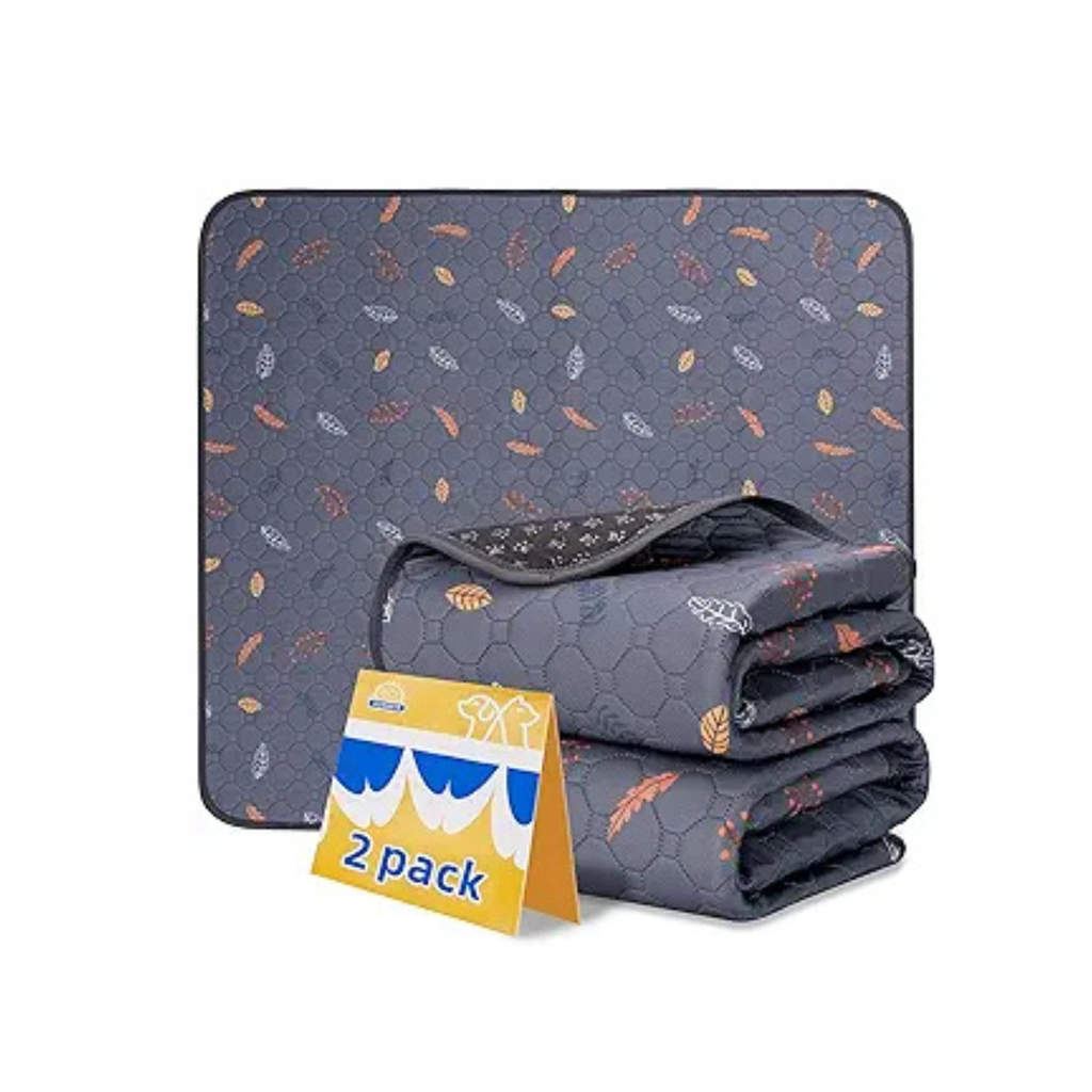 Washable Pee Pads for Dogs , Thick Heavy Absorbency Reusable, Prevent Leakage, Waterproof , Non-Slip Pee Pads for Puppy Playpen, Crate, Whelping Box, Potty Training, Grey, 2 packs