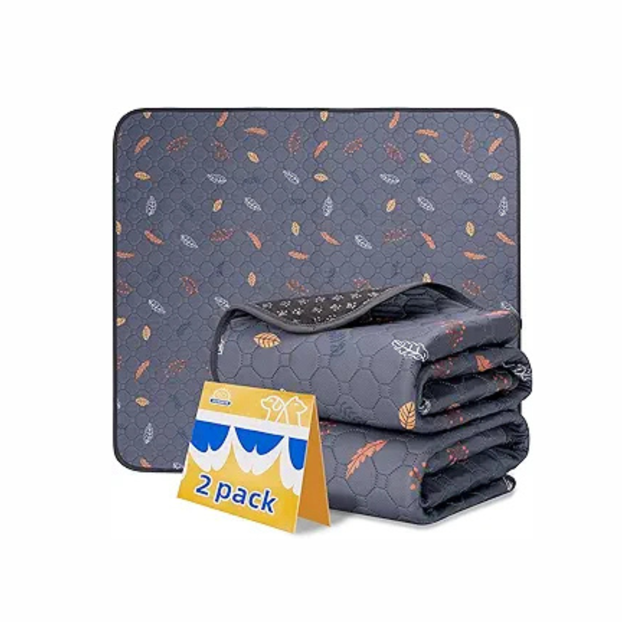 Washable Pee Pads for Dogs , Thick Heavy Absorbency Reusable, Prevent Leakage, Waterproof , Non-Slip Pee Pads for Puppy Playpen, Crate, Whelping Box, Potty Training, Grey, 2 packs