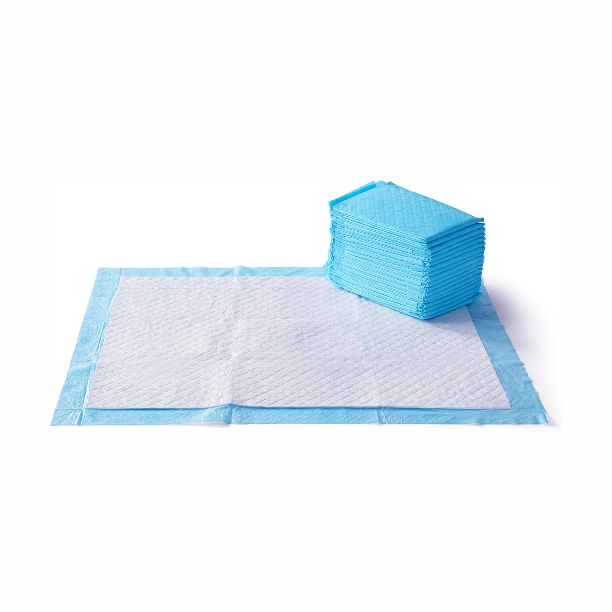 uper Absorbent Dog and Puppy Potty Pads, Leak-Proof 5-Layer Design with Quick-Dry Surface for Housebreaking, Heavy Duty Absorbency, X-Large, 28 x 34 Inch, Blue & White, 25-Pack