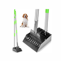 Dog Pooper Scooper Long Handle Stainless Metal Tray and Rake for Medium Small Dogs Heavy Duty Pet Supplies to Use for Grass, Dirt or Gravel