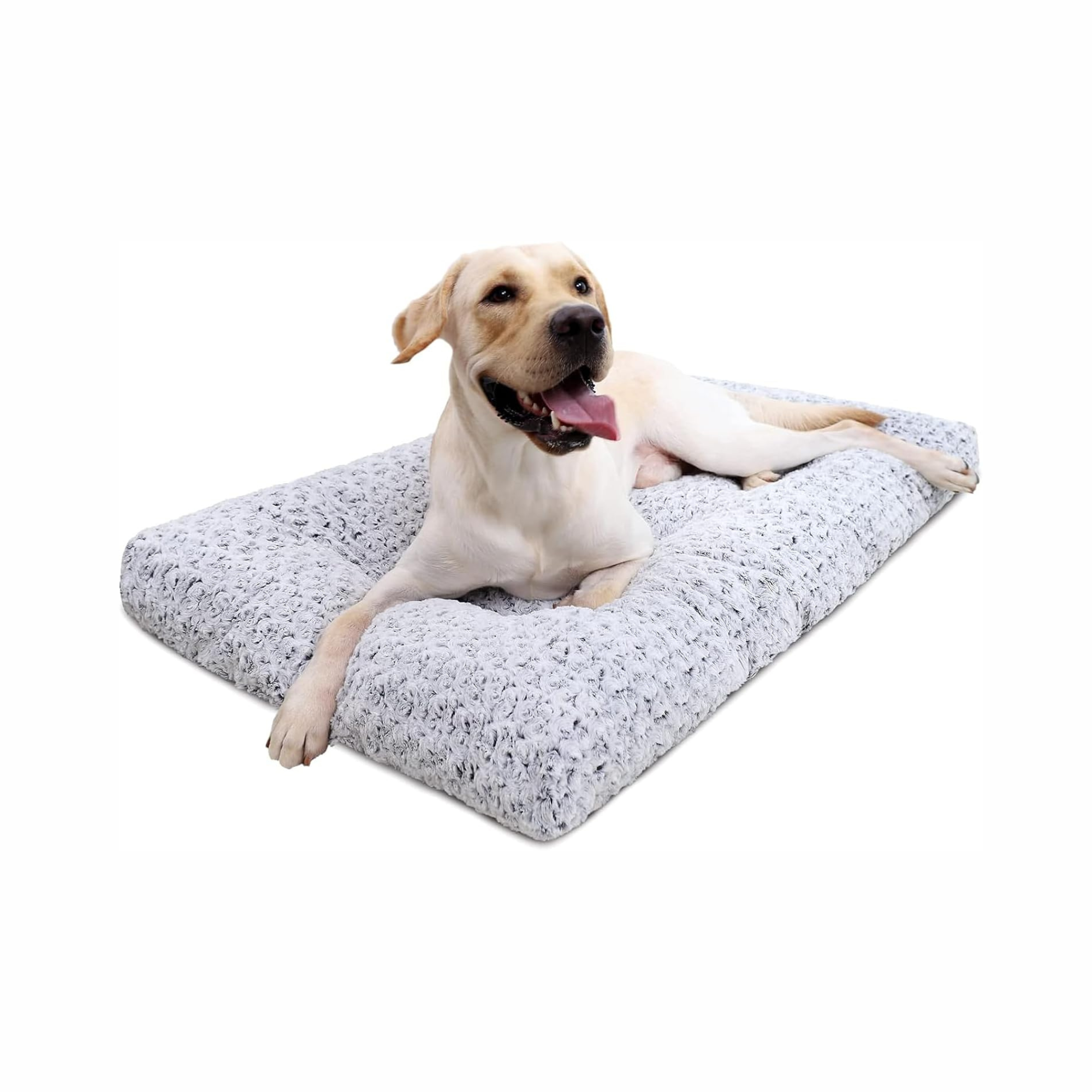 Washable Dog Bed Deluxe Plush Dog Crate Beds Comfy Kennel Pad Anti-Slip Pet Sleeping Mat for Large, Jumbo, Medium, Small Dogs Breeds, 35" x 23", Gray